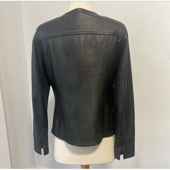 VTG i.e. Womens Y2K 90s Retro Black 100% Leather Jacket PS - Picture 3 of 13